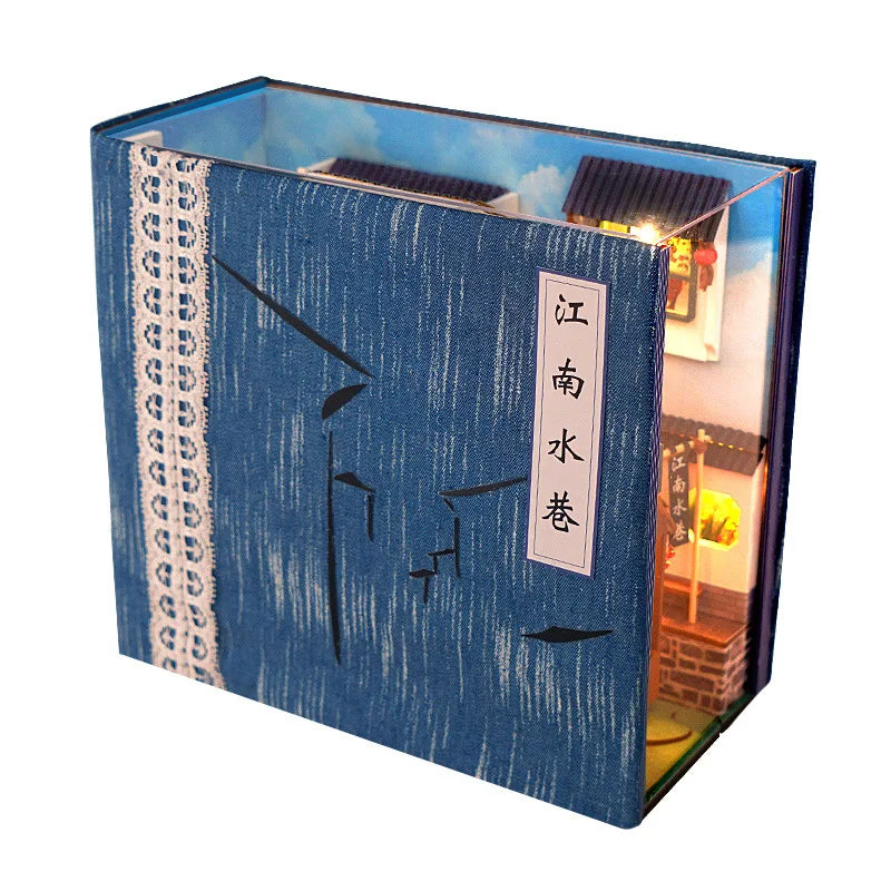 New Book Nook Japanese City Alley Model Building Bookend Bookshelf Insert Bookcase DIY Assemble Toys Child Girl Adult Gift Casa