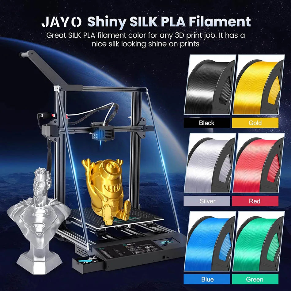 JAYO SILK PLA + Filament 1.75mm SILK PLA Plus Filament 1.1KG Smooth Silky Shiny Surface 3D Filament Fit For FDM Printers