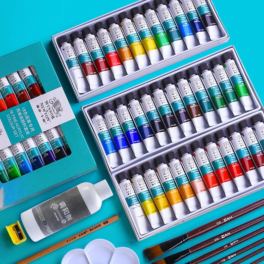 WINSOR&NEWTON 12/18/24 Colours Professional Acrylic Paints Set 10ml Hand Painted Wall Painting Textile Paint Brightly Coloured